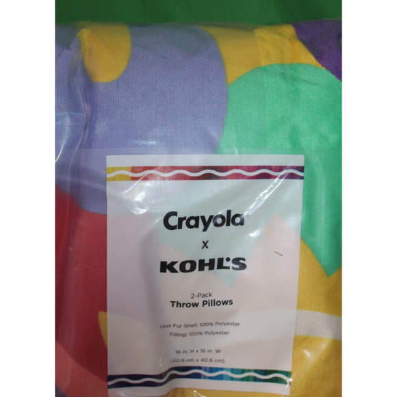 Crayola Kohl's Collaboration 2 Pack Faux Fur Abstract Throw Pillows 16 x 16 - Picture 2 of 3